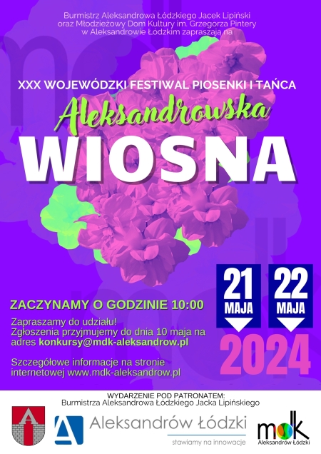 KOLEJNOŚĆ PREZENTACJI XXX Wojewódzkiego Festiwalu Piosenki  i Tańca Aleksandrowska Wiosna